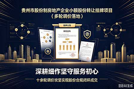 贵州市股份制房地产企业小额股份转让挂牌项目（多轮调价落地）——深耕细作坚守服务初心 十余轮调价攻坚实现股
